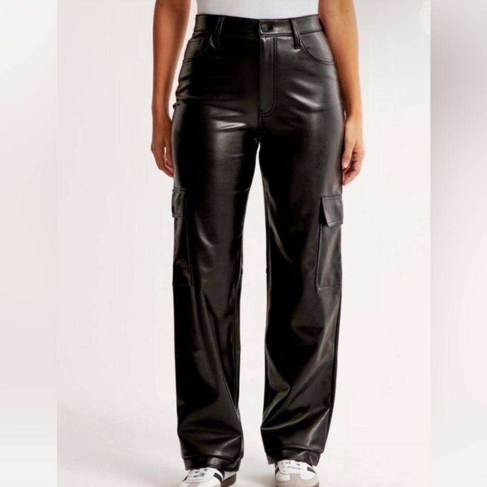 Abercrombie Black Leather Cargo Pants